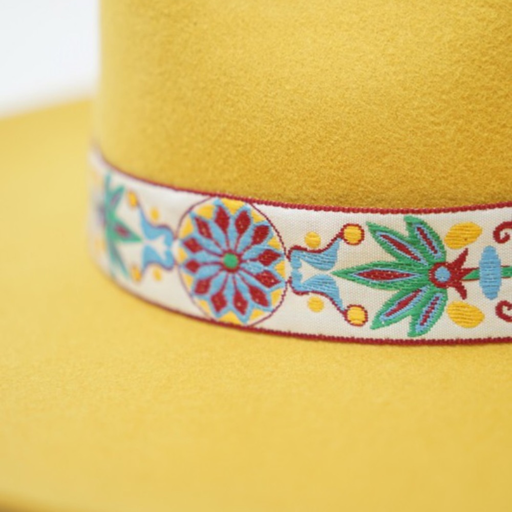 Margot Marigold Trim Pinched Hard Shell Hat New - Picture 5 of 10
